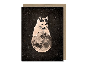 Cat & Moon Card #2 • Animal Card • Any Occasion