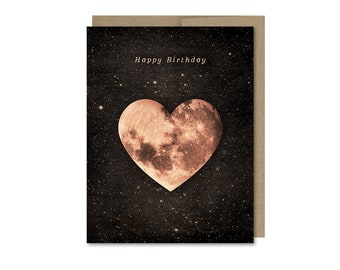 Heart Moon Birthday Card • Birthday Gift • Love Birthday