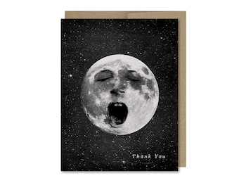 Sleepy Moon Thank You Card • Space & Stars • Card Set