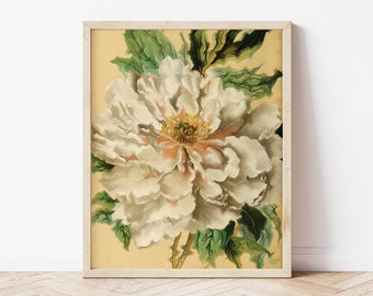 Vintage Peony Art Print: Surreal Botanical Wall Decor