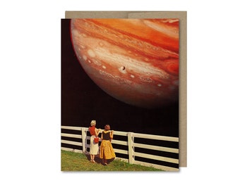 Vintage Ladies & Space Collage Card • Vintage Collage Art Card • Jupiter Card • Any Occasion