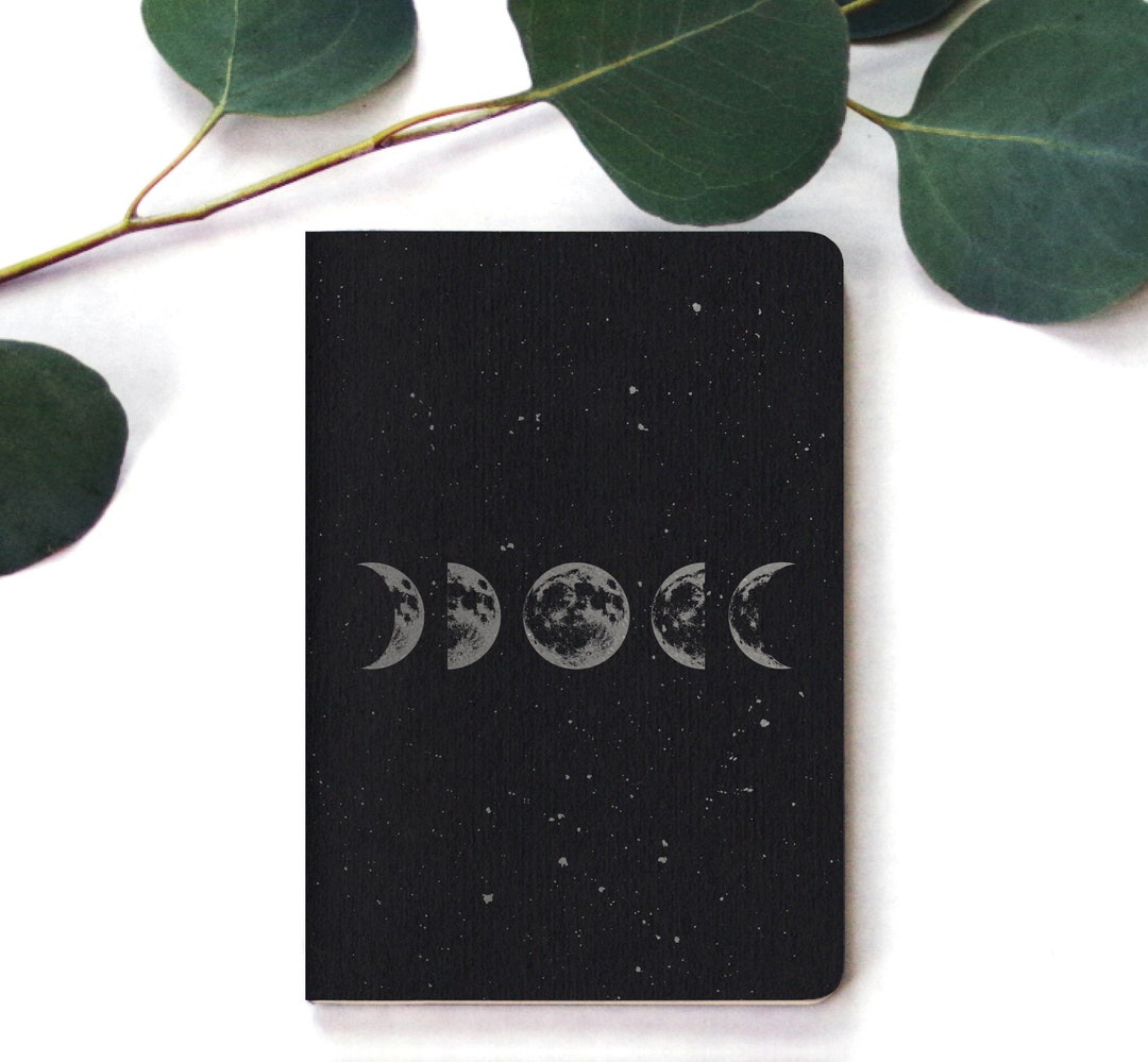 Moon Phase Notebook: Small Black Journal With Silver Ink - Etsy