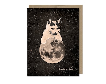 Cat Thank You Card • Moon & Space • Card Set