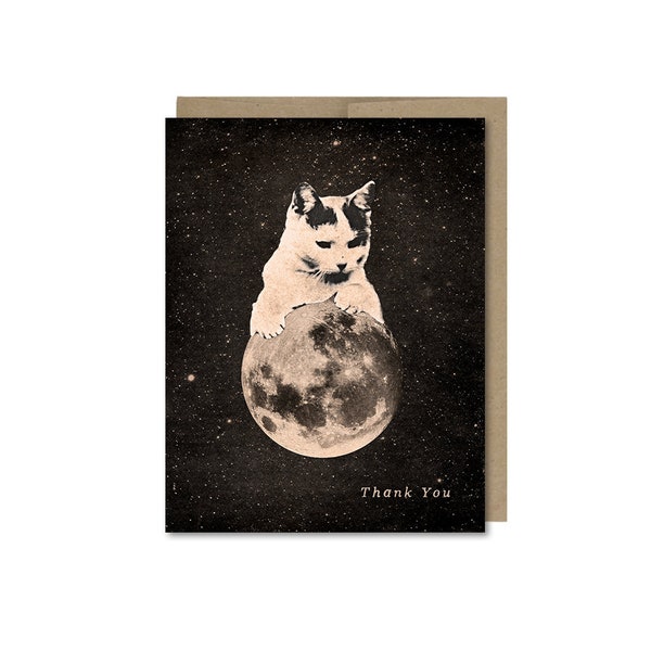 Cat Thank You Card • Moon & Space • Card Set