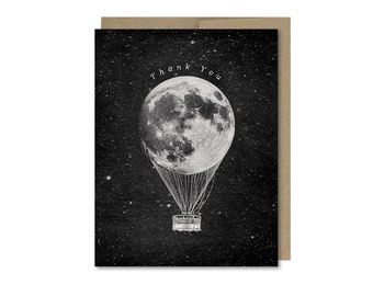 Hot Air Balloon Thank You Card • Moon Thank You Card • Stars & Space • Card Set