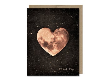 Heart Moon Thank You Card: Space Art Collage