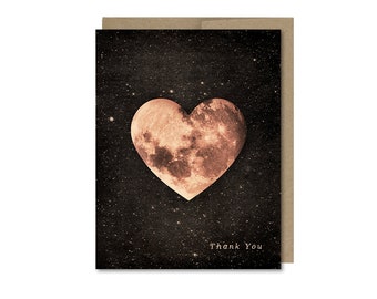 Thank You Heart Moon Card • Moon Thank You • Blank Inside