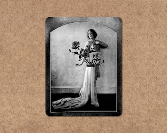 Vintage Woman Collage Sticker: Surreal Gothic Boho Art