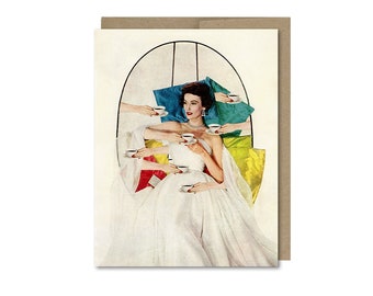 Vintage Coffee Collage Art Card: Coffee Lover Gift