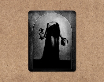 Vintage Woman Collage Art Sticker: Gothic Surreal Boho Vinyl