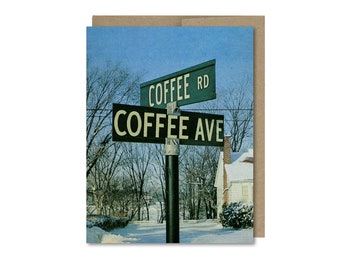 Vintage Coffee Collage Art Card: Coffee Lover Gift