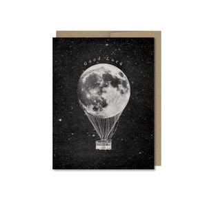 Good Luck Moon Hot Air Balloon Card • Space Card • Congrats Card • Any Occasion