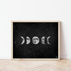 Moon Phase Print • Minimalist Moon Artwork • Space Decor • 8x10 Print