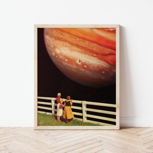 Vintage Ladies & Space Collage Art Print • Vintage Women Print • Jupiter Art Print • Vintage Art Print • 8x10 Print