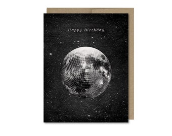 Disco Moon Birthday Card • Gift For Friend • Space Birthday Card • Disco Ball Birthday Card