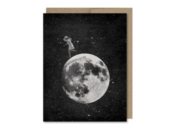 Moon Girl Card • Vintage Space • Any Occasion