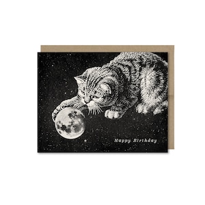 Cat Birthday Card • Birthday Gift For Friend • Cat & Moon