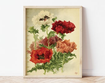 Vintage Flower Art Print • Vintage Botanical Decor • Plant Wall Art • Surreal Floral Bouquet • Boho Decor • Antique Flowers Print