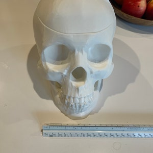 Skull Candy Bowl.  Highly detailed 3D print with a lid. Perfect for Halloween or Day of the Dead celebrations.  3D printed out of PLA.