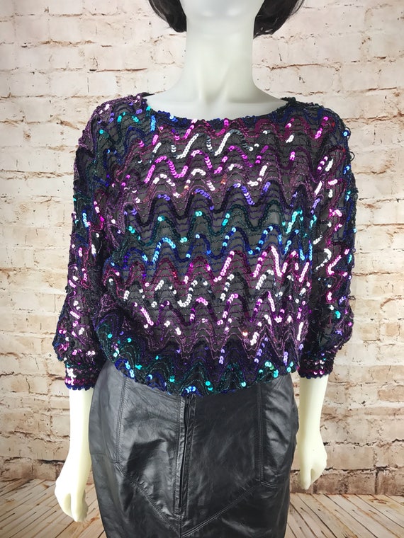 Shiny Black Sequin Shirt Adult Costume
