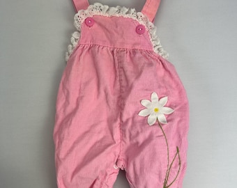 Vintage Baby Corduroy Pink Overalls - Bibs CUTE TOGS - 3 to 6 months