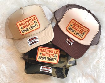Nashville Nights & Neon Lights Trucker Hat, Country Concert Cap