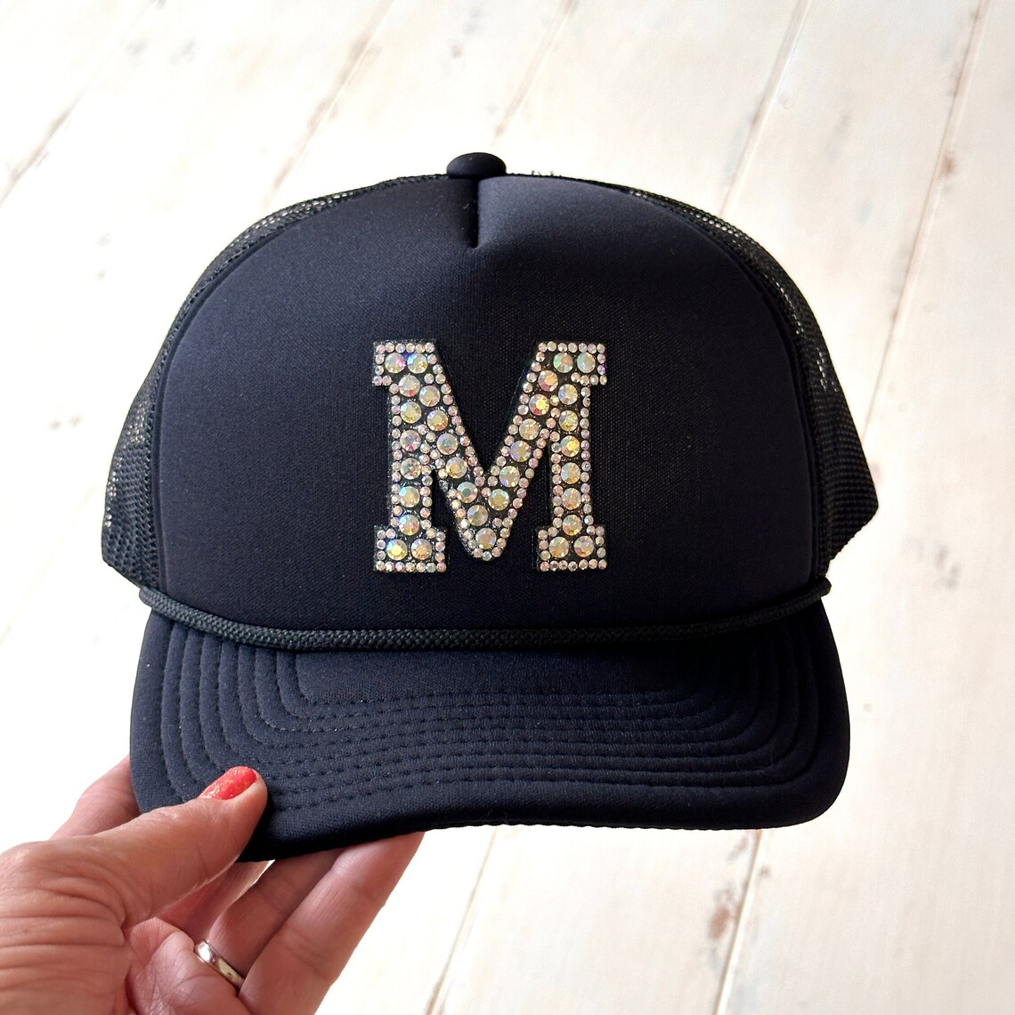 Rhinestone Initial Trucker Hat: Custom Monogram Bling Hat - Etsy