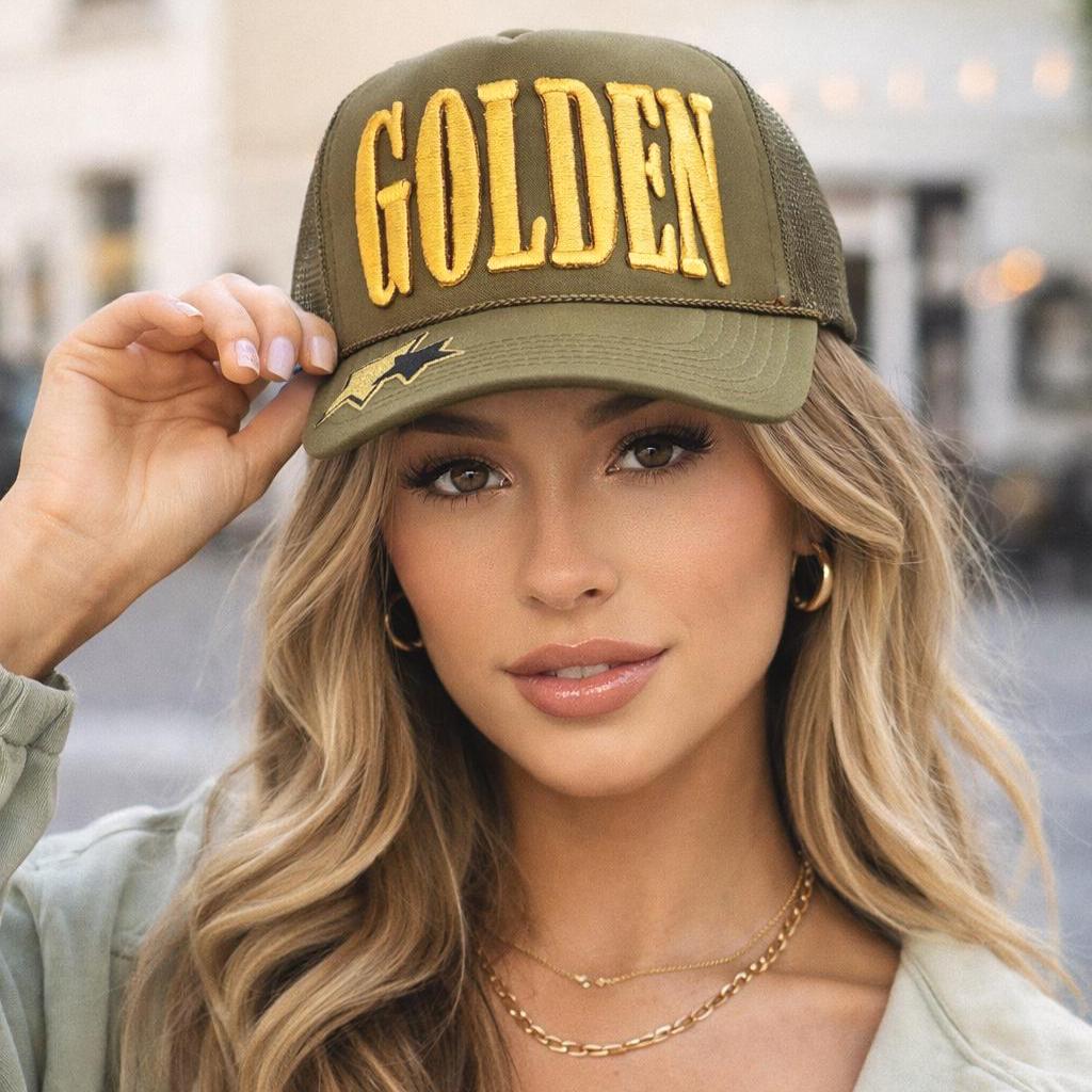 Chic Tan and Green Women\'s Hat with Gold Accents (H036) Green GH Country Club Hat – Gold Hinge main image 4