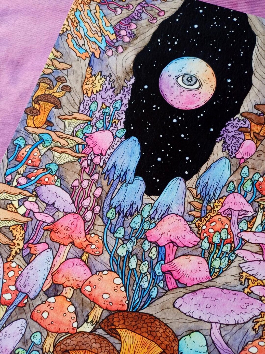 Trippy Psychedelic Mushroom Art Print - Etsy