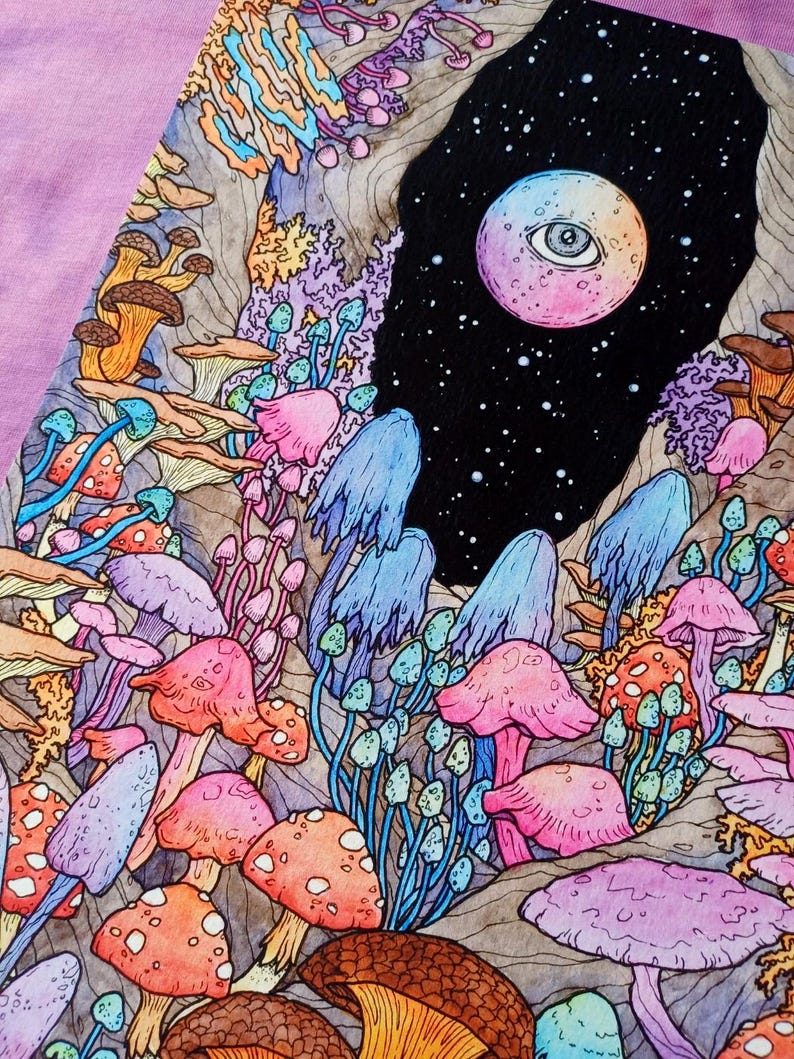Trippy Psychedelic Mushroom Art Print - Etsy