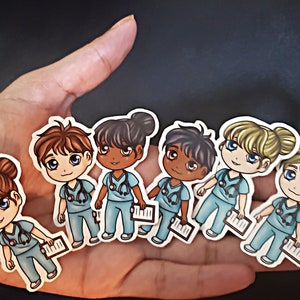 Cute Nurse RN Sticker | Glossy Vinyl Waterproof Chibi RN Medical Anime