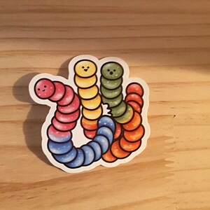 Gummy Worm Sticker Heart Gummy Worm Glossy Vinyl Waterproof Sugar Glittery Candy 90s Gummy Worms Sticker