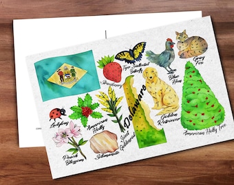 Delaware State Postcard - Thick Cardstock - 4x6 - Watercolor