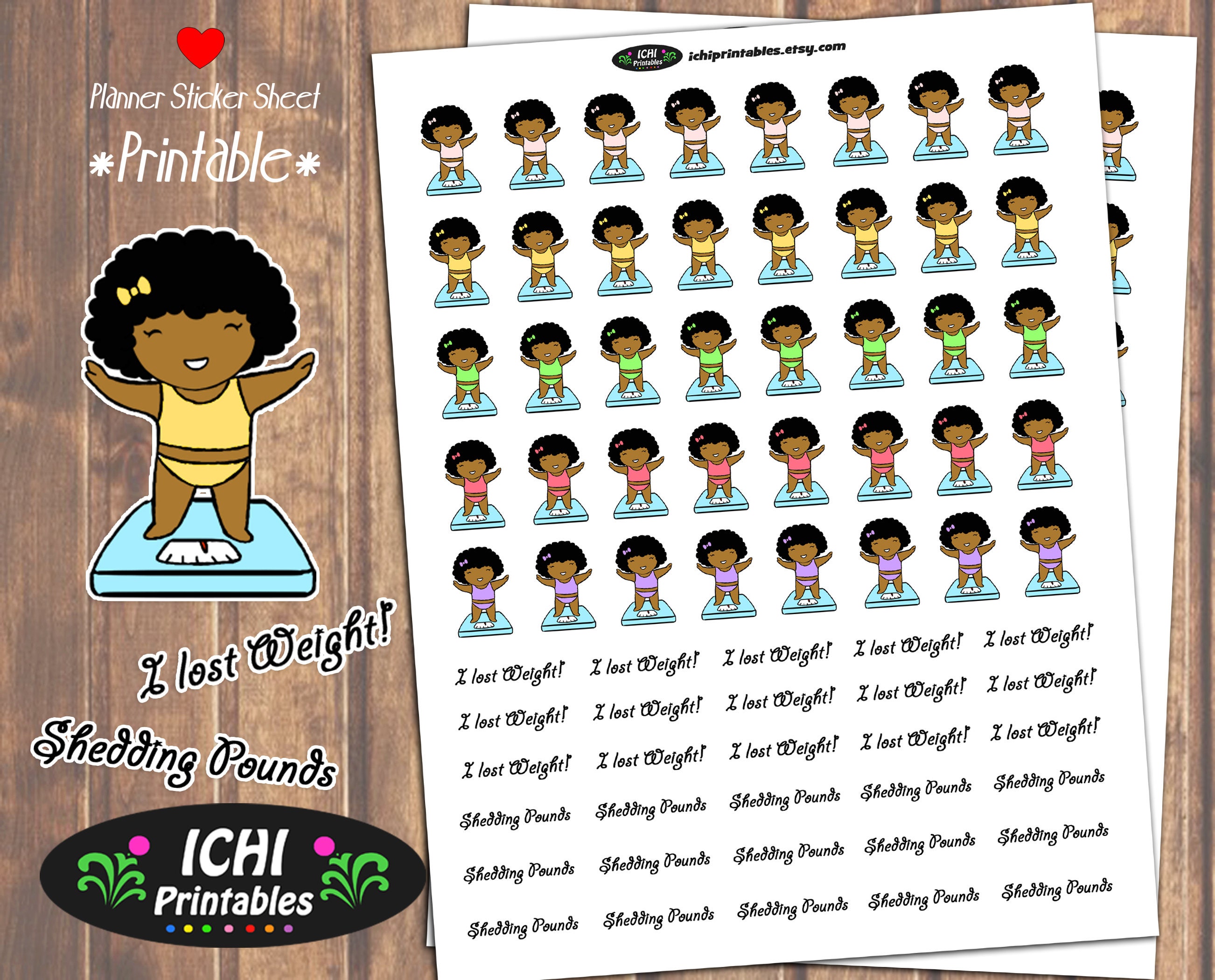 Weight Loss Printable Planner Stickers Weight Loss Planner | Etsy