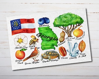 Georgia State Postcard - Thick Cardstock - 4x6 - Watercolor