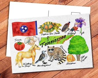 Tennessee State Postcard - Thick Cardstock - 4x6 - Watercolor
