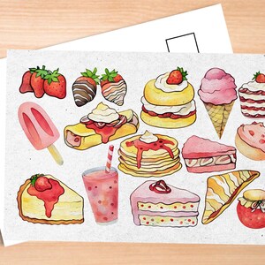 Strawberry Foods Postcard - Thick Cardstock - Gift for loved ones