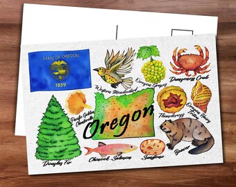 Oregon State Postcard - Thick Cardstock - 4x6 - Watercolor
