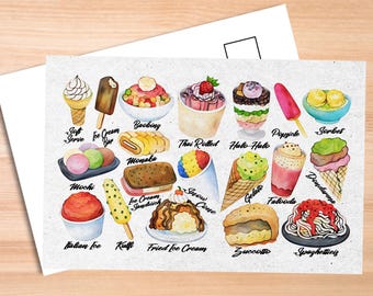 Ice Cream Around The World Postcard - Thick Cardstock - Gift for loved ones