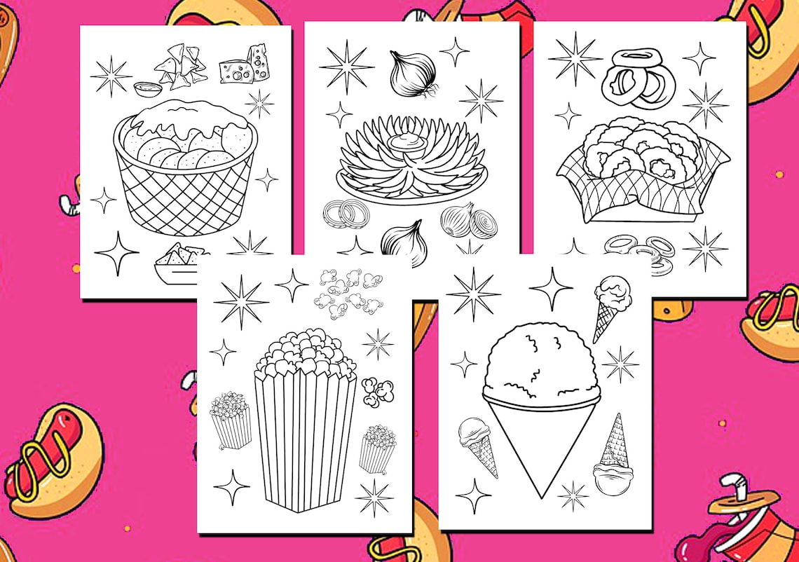 Food Coloring Pages Printable Coloring Pages Carnival Food - Etsy