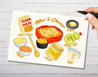 Macaroni & Cheese Recipe Postcard - Thick Cardstock - For Sending A Postcard To A Friend