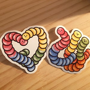 Gummy Worm Sticker Heart Gummy Worm Glossy Vinyl Waterproof Sugar Glittery Candy 90s image 2