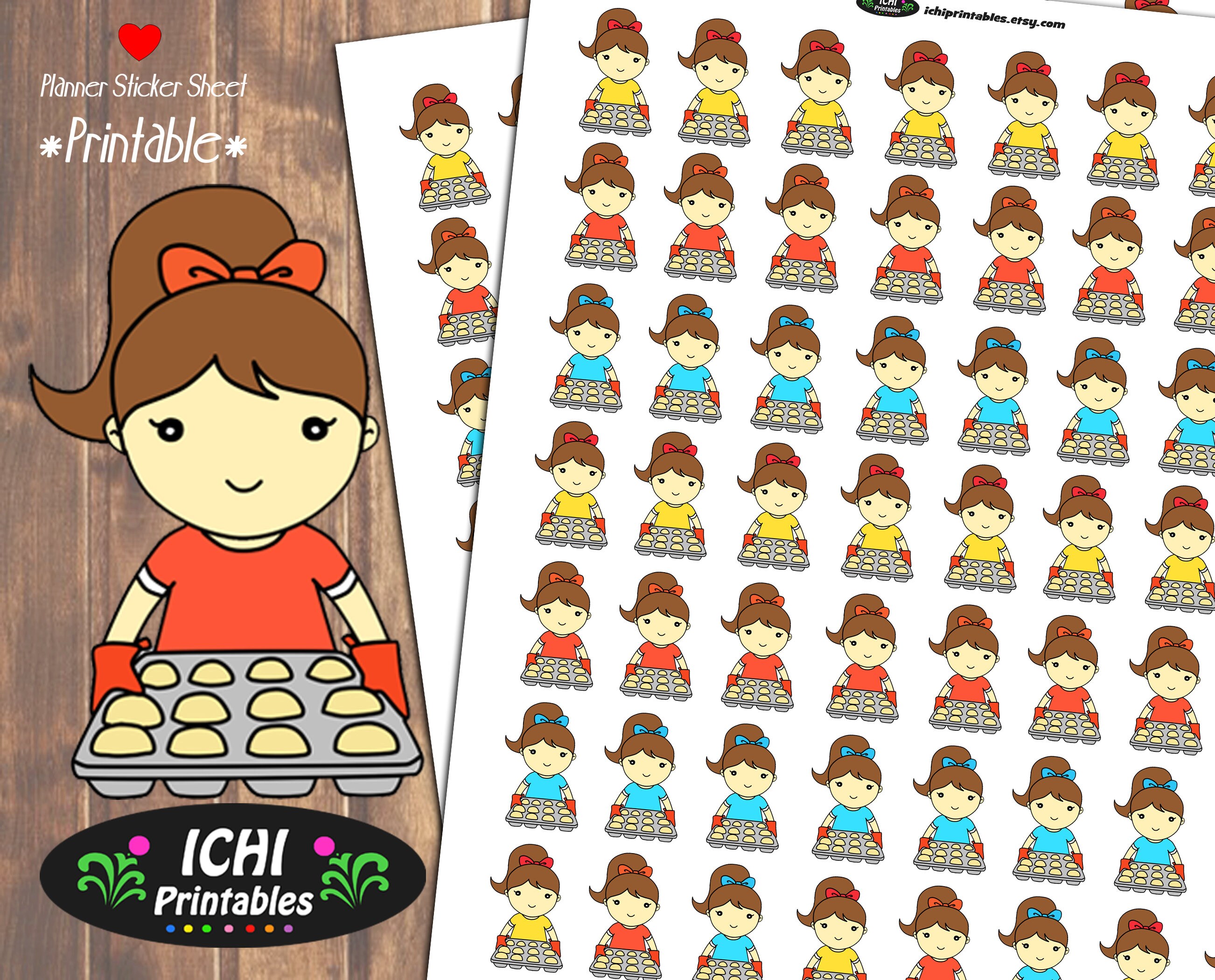 Baking Girl Printable Planner Stickers Baking Planner Etsy
