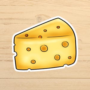 Cheese Vinyl Sticker, Waterproof, Swiss Cheese Stickers, Glossy Vinyl Decal, Laptop, Water bottle