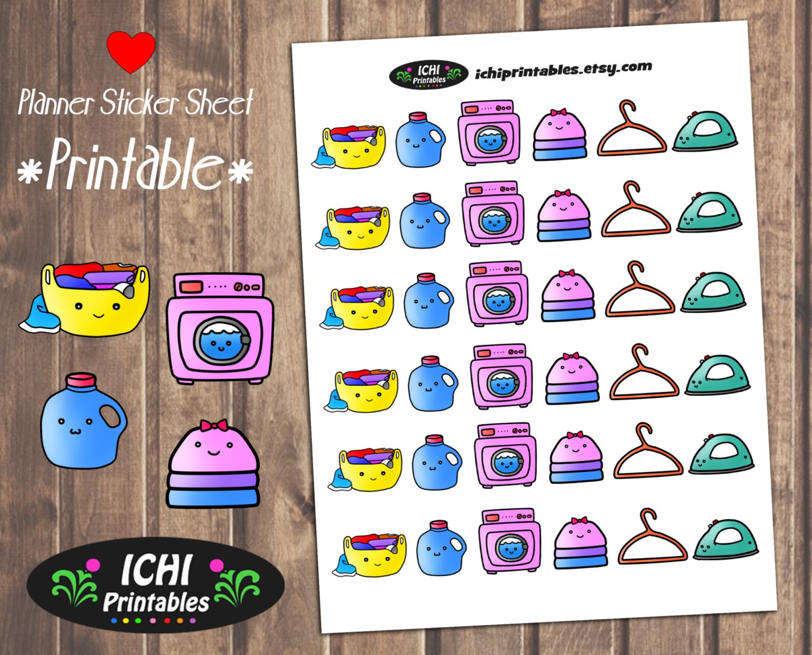 Laundry Printable Planner Stickers Laundry Planner Stickers Etsy