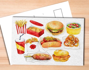 Fast Food Postcard - Thick Cardstock - Gift for loved ones