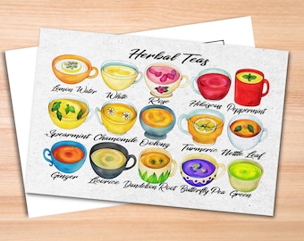 Herbal Teas Postcard - Thick Cardstock - Gift for loved ones