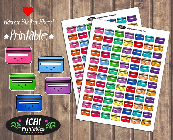 Credit Card Printable Planner Stickers, Credit Card Planner Stickers, Credit Card, ATM, Stickers, Printable Stickers, Functional Il_570xn