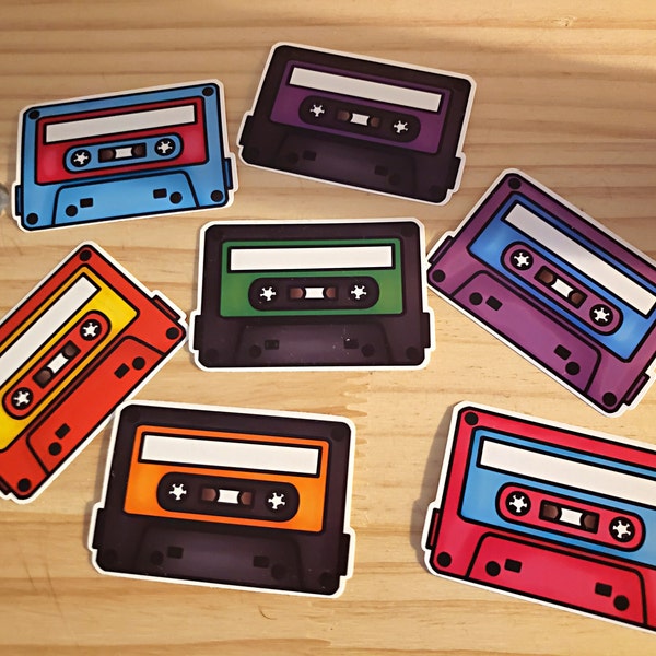 80s Cassette Mixtape Sticker | Glossy Vinyl Waterproof Mix Tape Retro Stickers