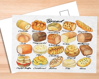 Bread Postcard - Thick Cardstock - Gift for loved ones